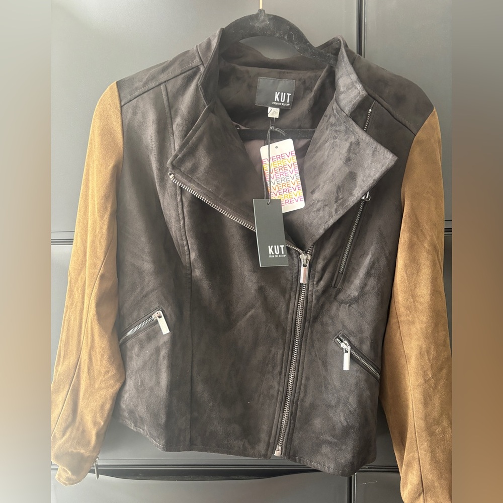 Kut from the Kloth Women's Black and Brown Leather Jacket
